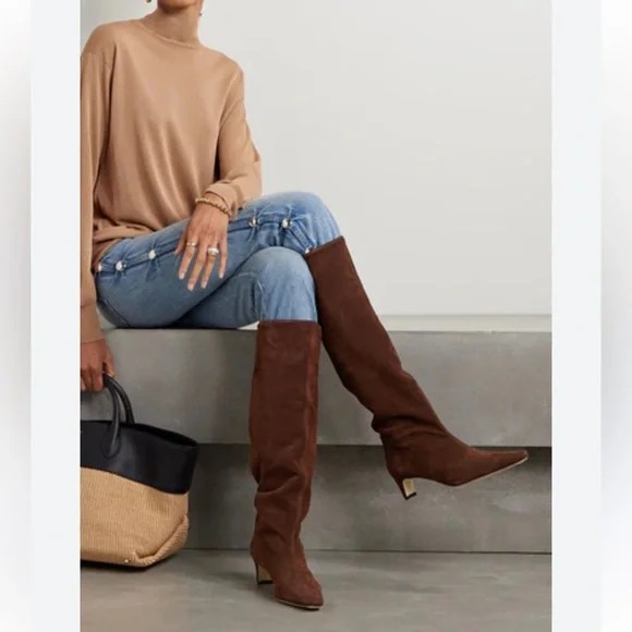 STAUD Brown Suede Knee-High Boots - Picture 3 of 8